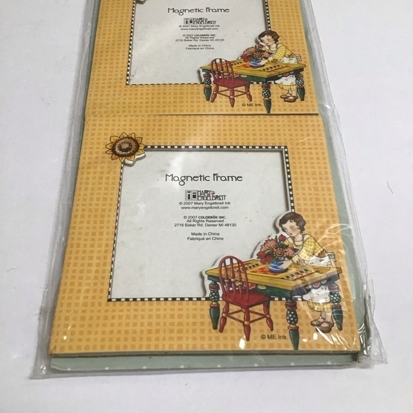 Mary Engelbreit 2 Mini Magnetic Photo Frames 3.5x3.5" Fridge Sunflowers 2007 NEW - Picture 8 of 10